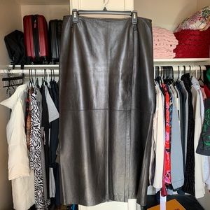 Leather Maxi Long Full Length Skirt Black 12